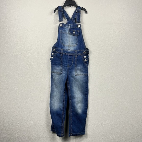 Wallflower Jeans Other - WallFlower Girl Bib Overalls Size 7/8 Blue Denim Distressed Farmcore Heritage